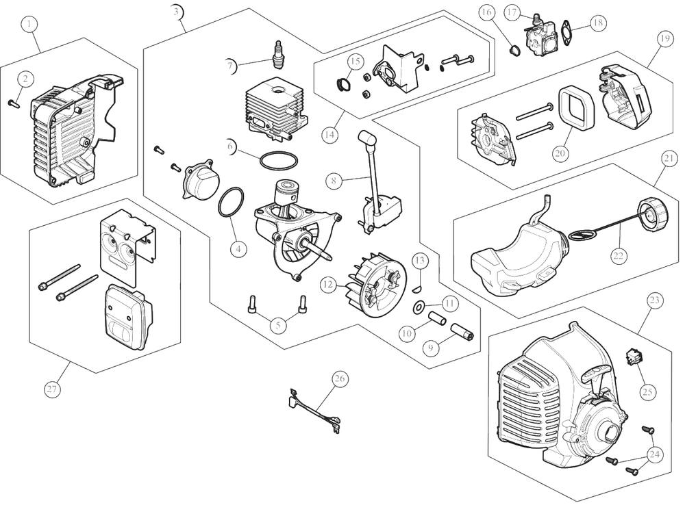 Engine Assembly Diagram and Parts List for Y25T 41ADY25T900 Yard Machines Trimmer